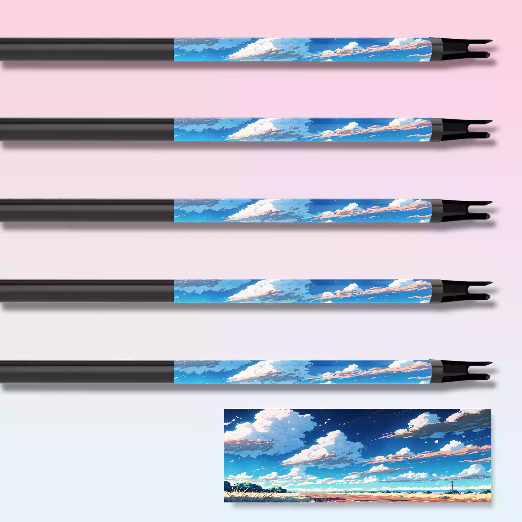 Anime Cloud Village Design Arrow Wrap with Archery Customs logo