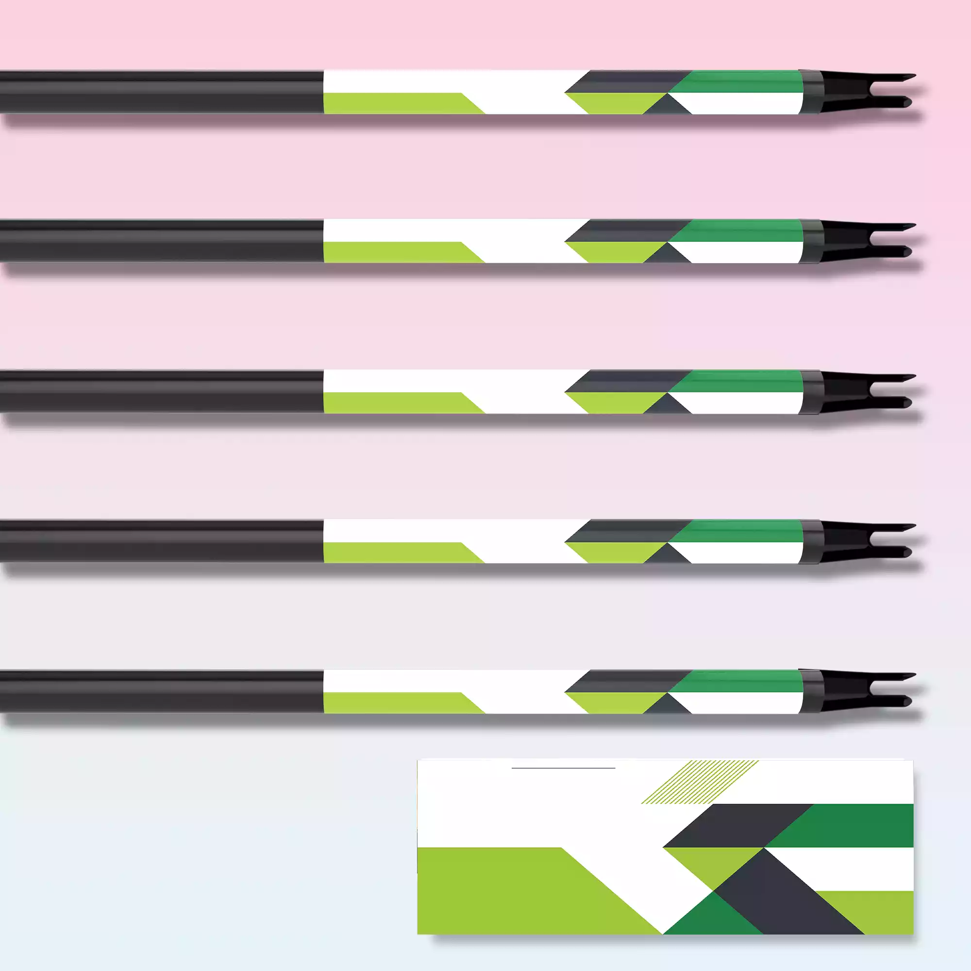 Modern Green Geometric Design Arrow Wrap with Archery Customs logo