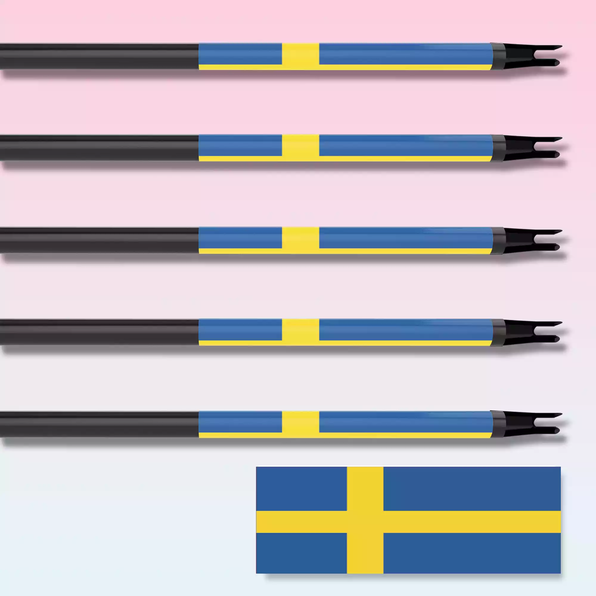 Swedish Flag Arrow Wrap with Archery Customs logo