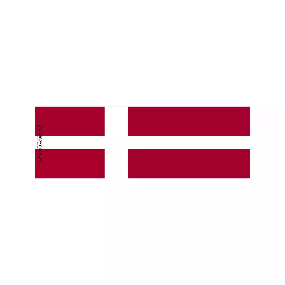 Danish Flag Arrow Wrap with Archery Customs logo