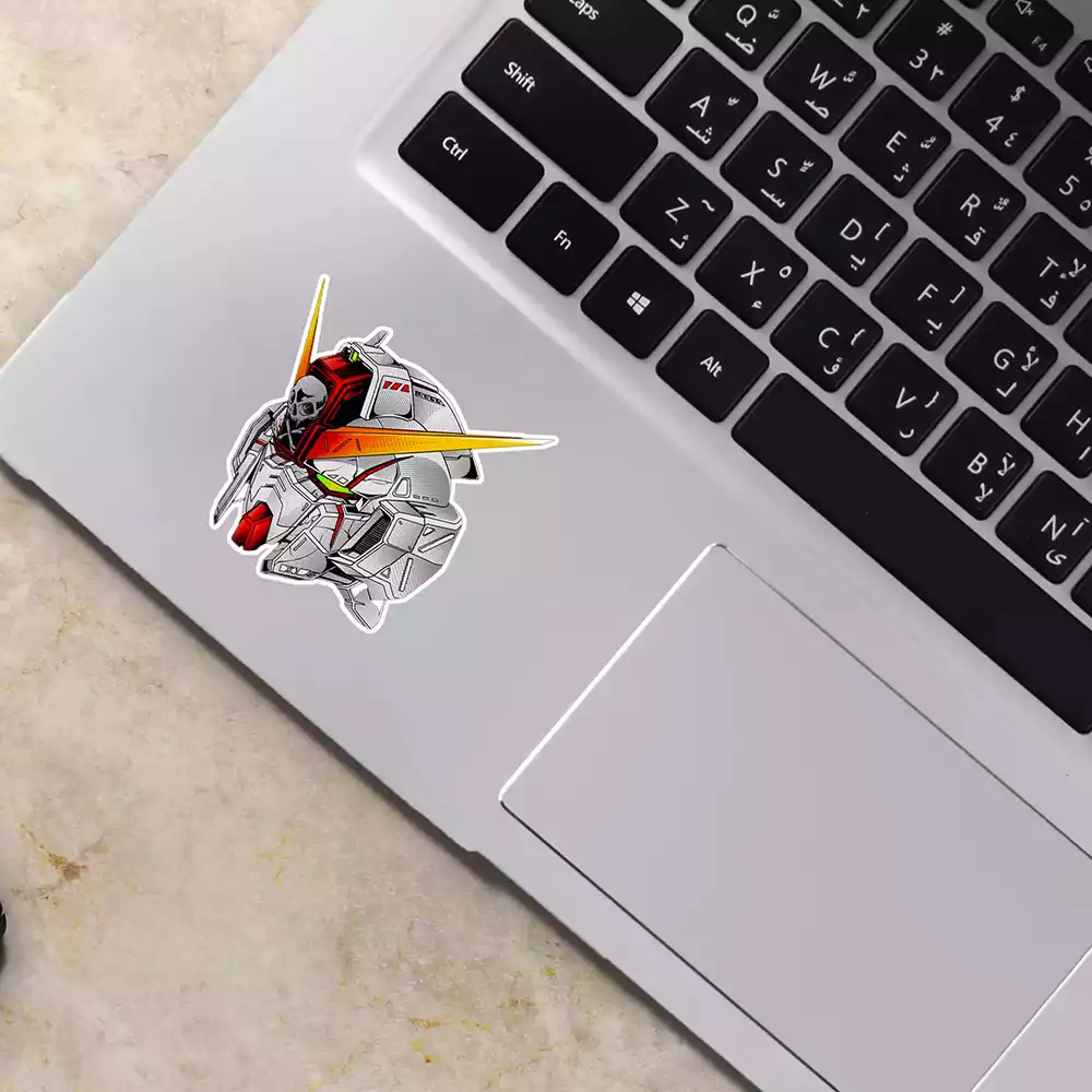 Gundam Die Cut Decal on laptop