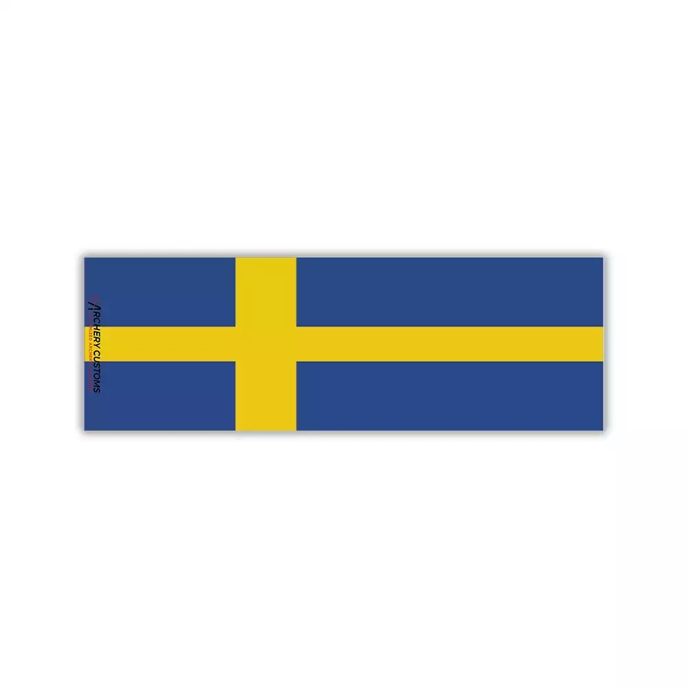 Swedish Flag Arrow Wrap with Archery Customs logo