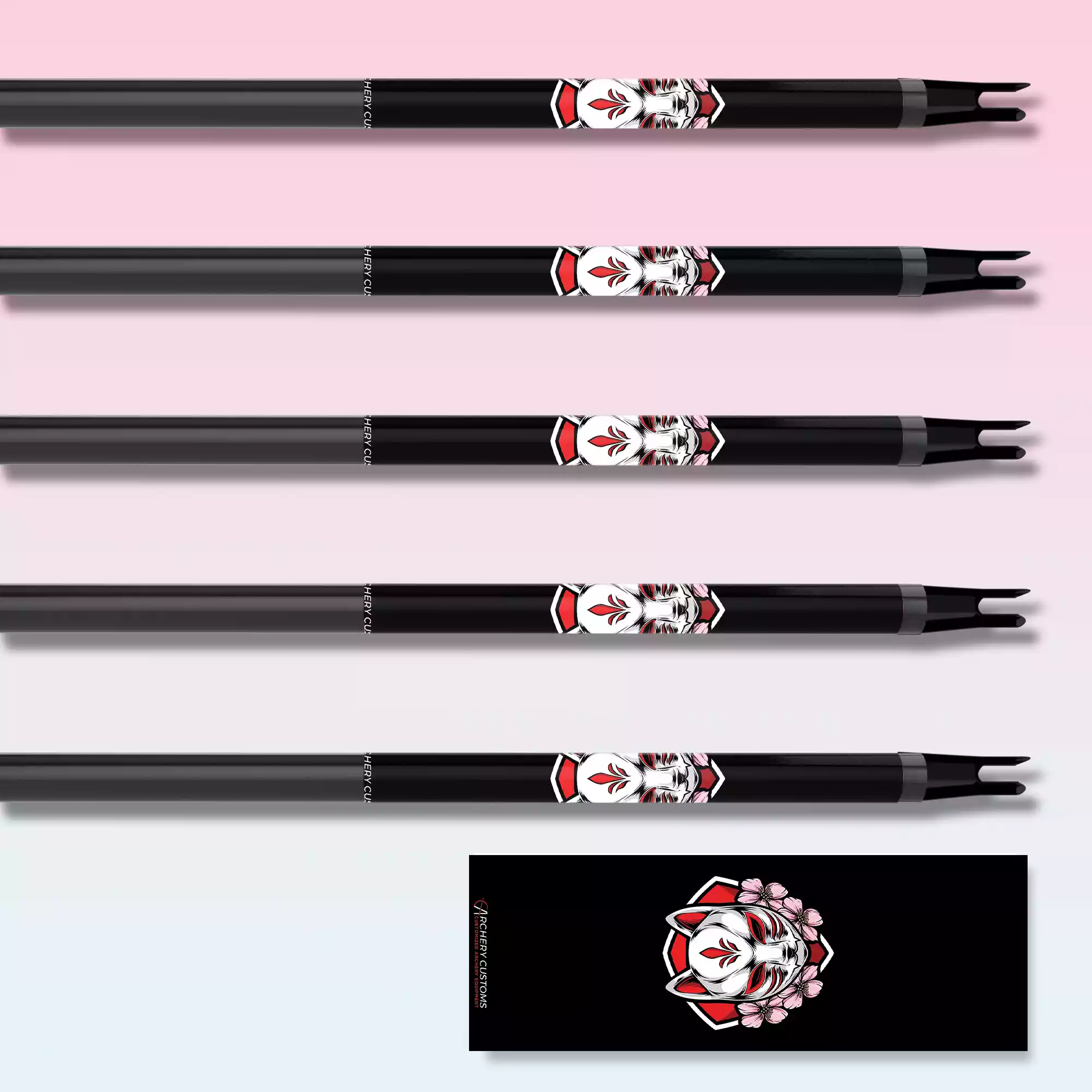 White Fox Spirit Design Arrow Wrap with Archery Customs logo